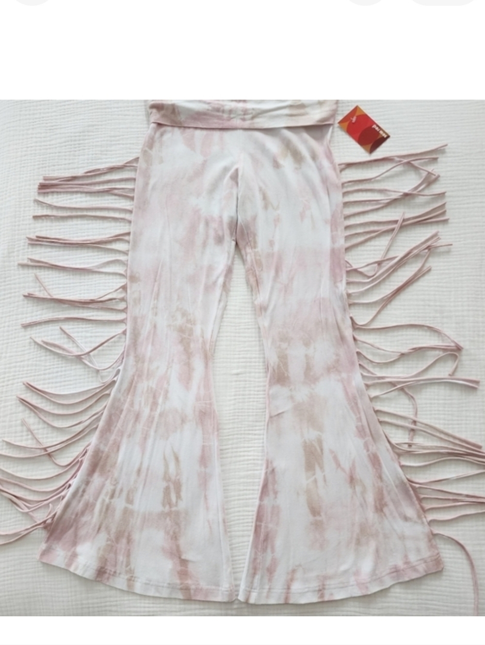 FESTIVAL Fringe Tie Dye Bell Bottom Pants NWT - Picture 7 of 7